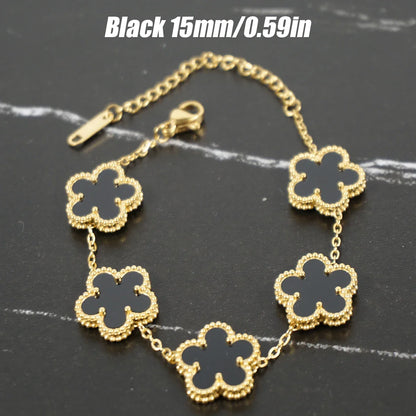 Y2K style metal double-sided clover adjustable bracelet, stainless steel luxury men's and women's clover lucky bracelet