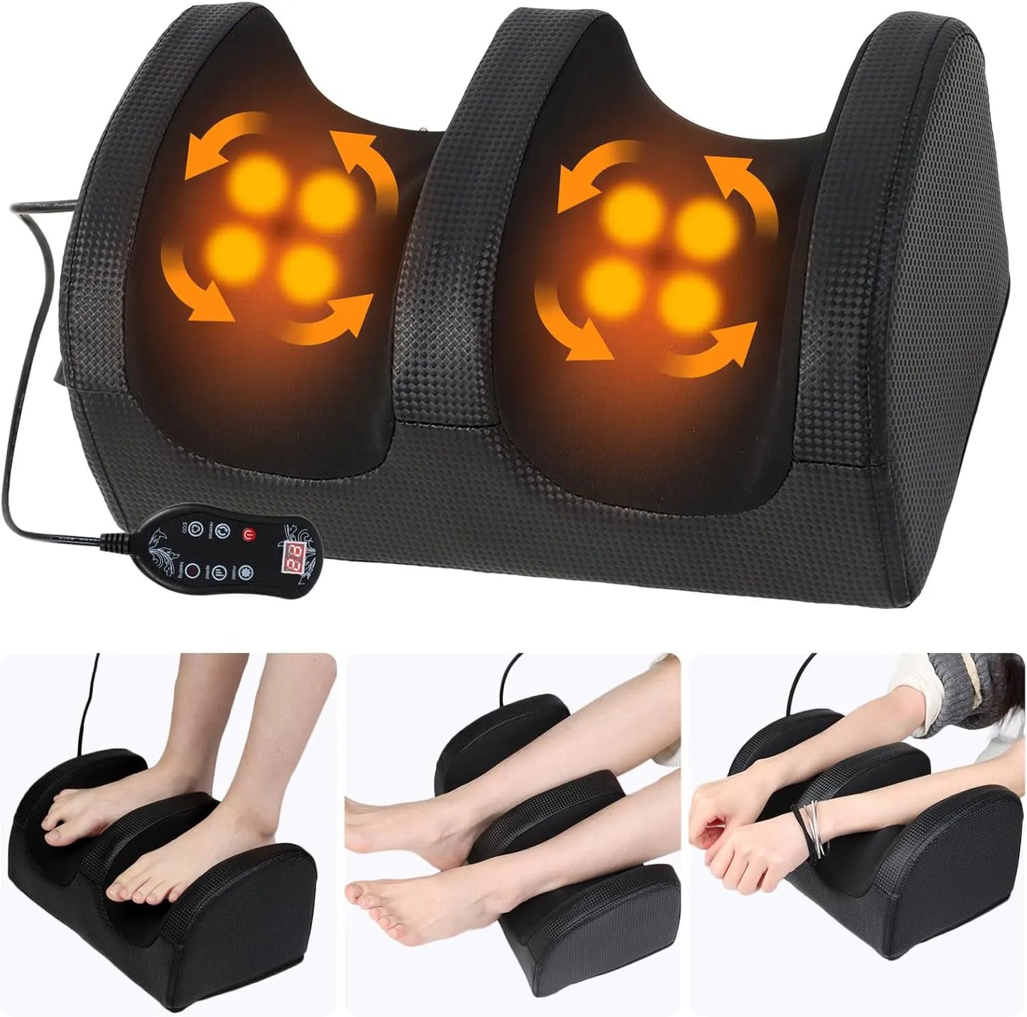 Electric Foot Massager Shiatsu Kneading Calf Muscles Hot Compression Deep Tissue Muscles Heated Roller Relaxation Relief Stress