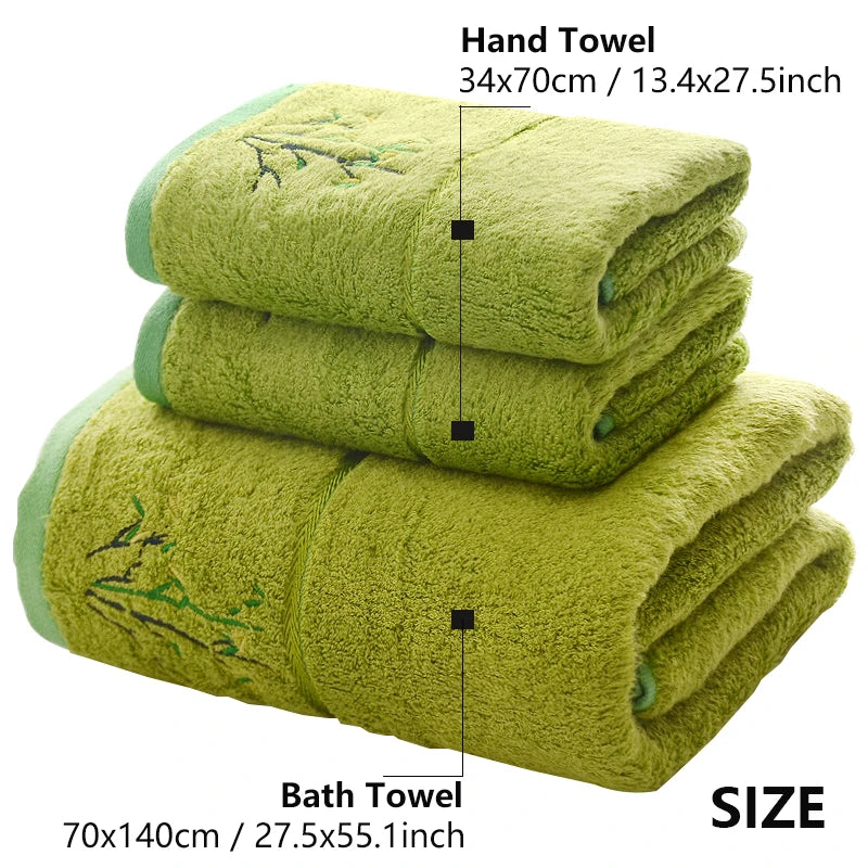 Embroidered Bamboo Fiber Towel Set for Adult High Quality Solid Color Super Absorbent Bath Towel Home Bath Towels & Hand Towels