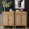 Accent Floor Storage Cabinet with Rattan Doors, Bathroom Cabinet with Large Drawer, Freestanding Storage Cabinet Organizer,