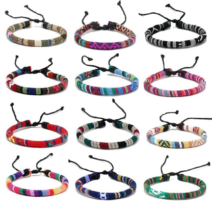 European and American Ethnic Style Bohemian Style Colorful Wax Rope Bracelet Multi Colored Hand Rope Bangles for Women