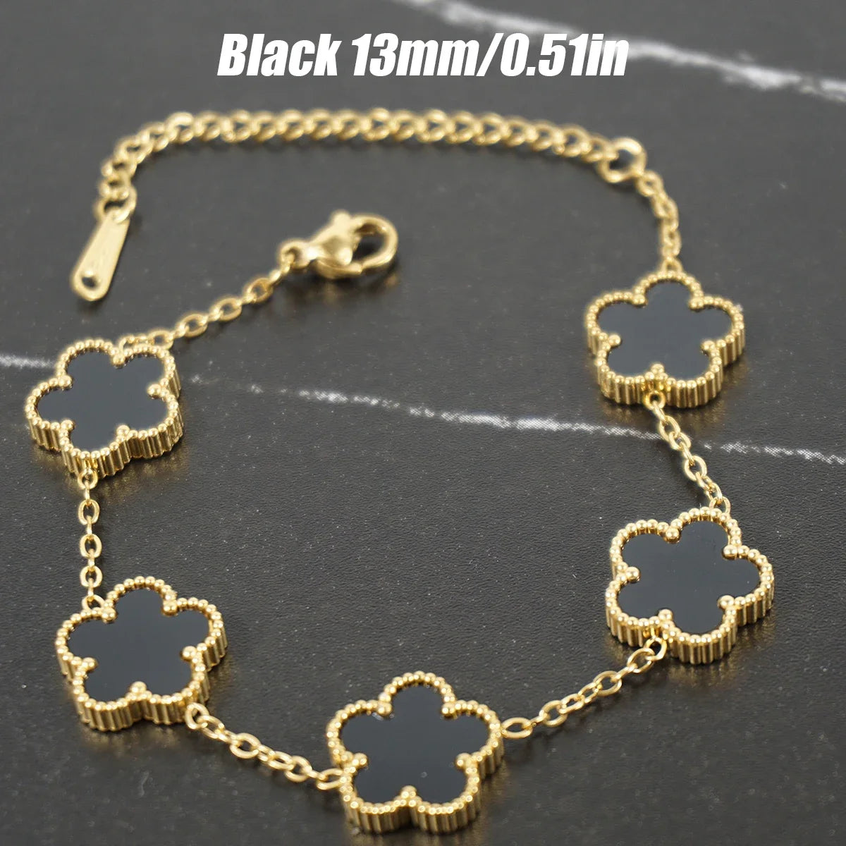 Y2K style metal double-sided clover adjustable bracelet, stainless steel luxury men's and women's clover lucky bracelet