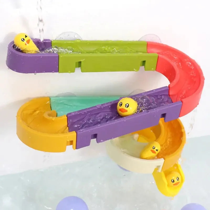 Baby DIY Assembling Track Slide Suction Cup Toys Bath Tub Toys Baby Bathroom Bathtub Shower Toy Set Duck Water Toys for Children