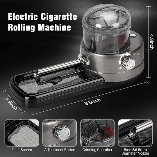 3in1 Cones Rolling Machine Automatic Loader Electric Mini Portable Pre Rolled Cones Filling Tobacco Smoking King Size Injector 8