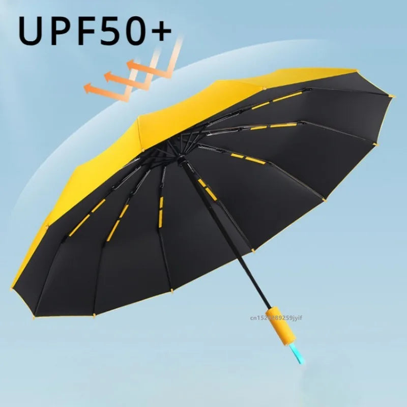 72 Bones Super Strong Windproof Fully Automatic Umbrella Sunshade UV Protection Folding Reinforced Large Parasol Rain Gear