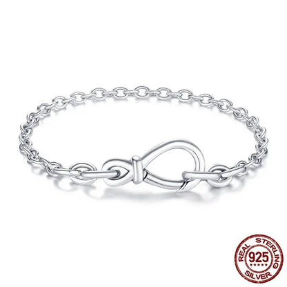 925 Silver Heart Snake Chain Bracelet For Women Infinite Knot Butterfly Infinity Clasp Femme Bracelet Bangles Luxury Jewelry