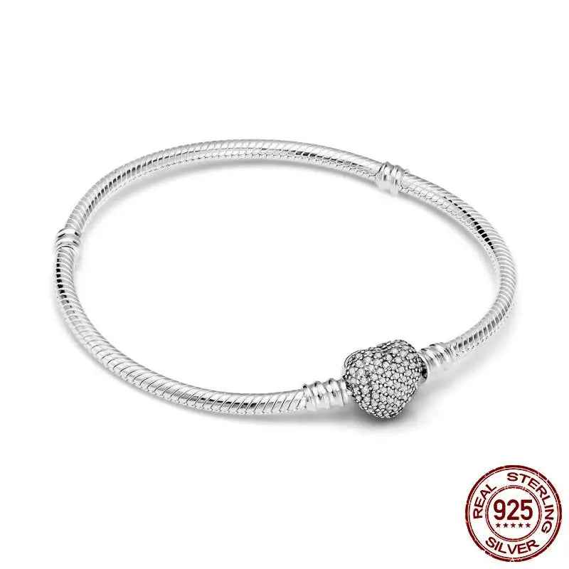 925 Silver Heart Snake Chain Bracelet For Women Infinite Knot Butterfly Infinity Clasp Femme Bracelet Bangles Luxury Jewelry