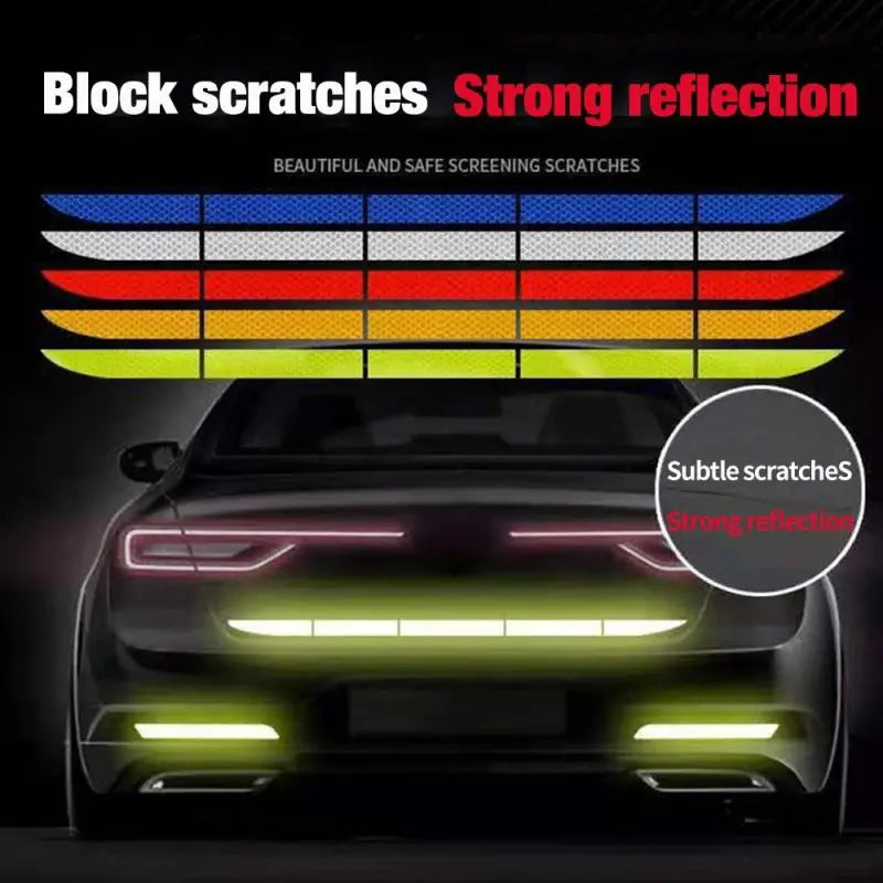 Car Wheel Hub Reflective Stripes Door Handle Safety Warning Sticker Car Rear Warning Tape Automobile Sticker Exterior Accessorie