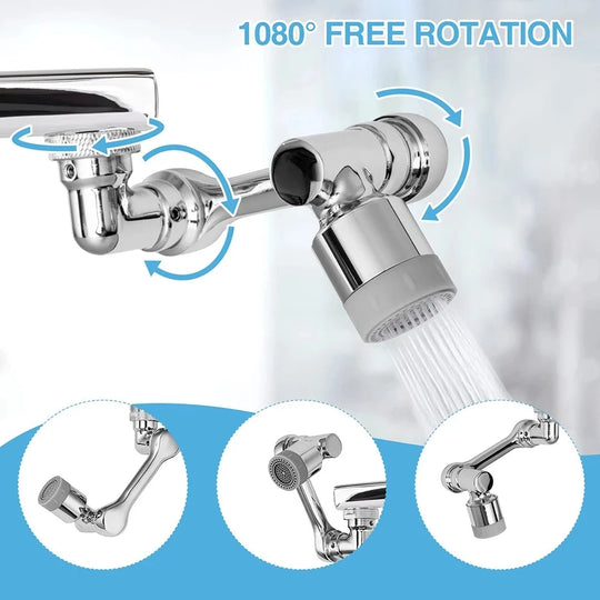 360° Rotating Kitchen Faucet Extender, Splash-Free Water Saving Nozzle, 22/24mm Universal Tap Adapter