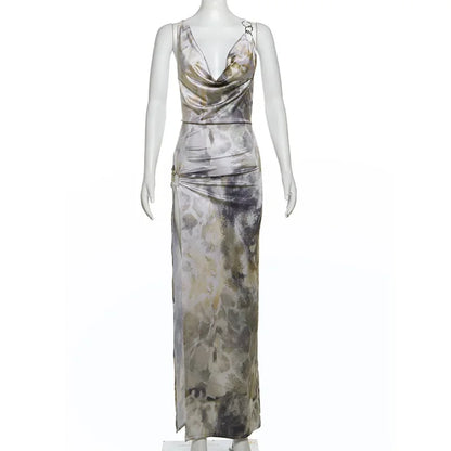 Elegant Printed Sling Maxi Dress