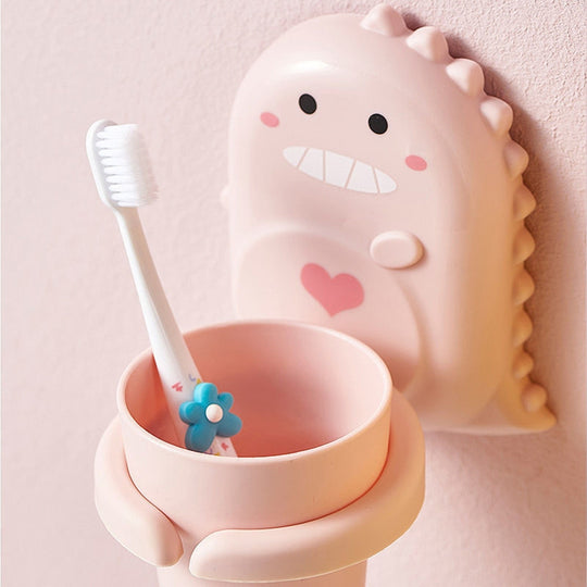 Cartoon Dinosaur Toothbrush Cup Holder Set