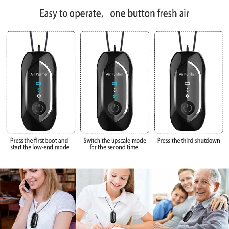 Portable Anion Freshener USB Rechargeable Formaldehyde Smoke Remover