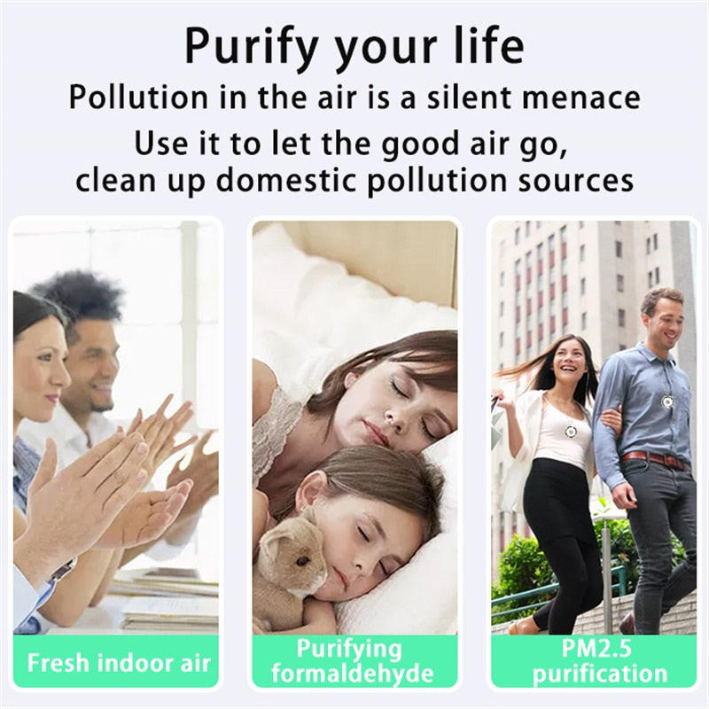 Portable Air Purifier Wearable USB Charging Mini Air Necklace