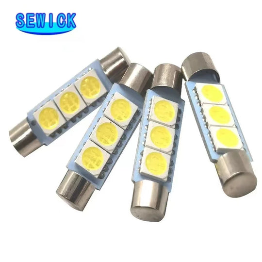 100pcs 12V Festoon Dome T6.3 28mm 31mm 5050 3SMD LED Light Bulb Car Vanity Mirror Lights Sun Visor Fuse Light White