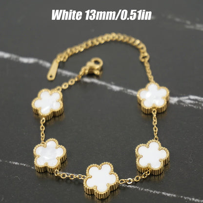 Y2K style metal double-sided clover adjustable bracelet, stainless steel luxury men's and women's clover lucky bracelet