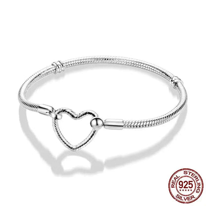 925 Silver Heart Snake Chain Bracelet For Women Infinite Knot Butterfly Infinity Clasp Femme Bracelet Bangles Luxury Jewelry