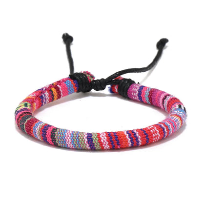 European and American Ethnic Style Bohemian Style Colorful Wax Rope Bracelet Multi Colored Hand Rope Bangles for Women