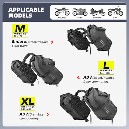 Rhinowalk Motorcycle Bag 100%Waterproof 18L/28L/48L Large Capacity 2 Pcs Universal Fit Motorcycle Pannier Bag Saddle Side Bags