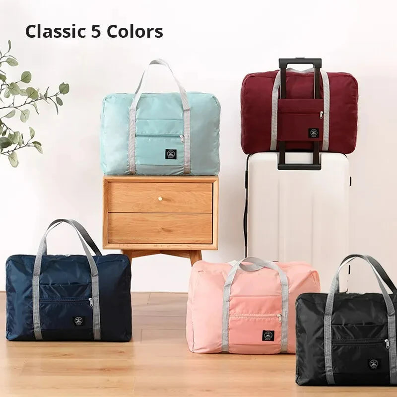 2 Pack Foldable Travel Duffel Bag for Airlines Carry on Bag Weekender Overnight Hospital Tote Bag Gym Duffel Bag Women Men