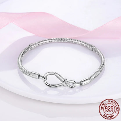 925 Silver Heart Snake Chain Bracelet For Women Infinite Knot Butterfly Infinity Clasp Femme Bracelet Bangles Luxury Jewelry