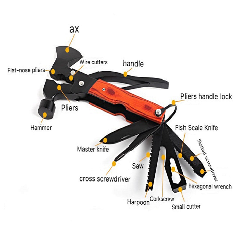 Multi Tool EDC Camping Gear Outdoor Self Defense Ax Military Tactical Knife