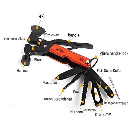 Multi Tool EDC Camping Gear Outdoor Self Defense Ax Military Tactical Knife