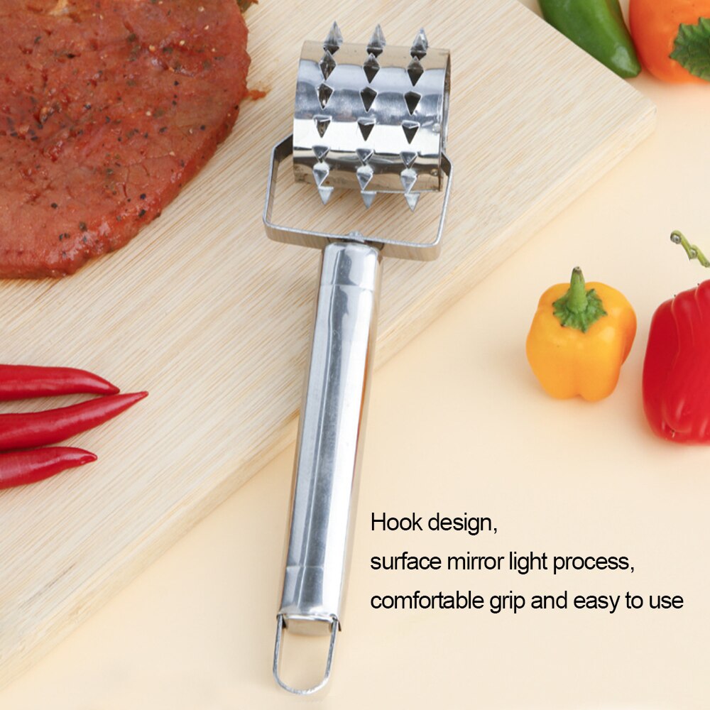 Stainless Steel Meat Tenderizer Handheld Rolling Loose Meat Hammer Roller