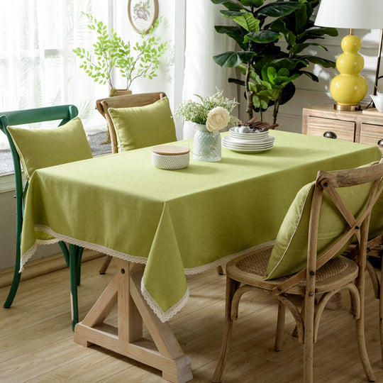 Solid Color Lace Tablecloth Cotton Linen Table Cover