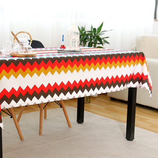 Colorful Stripe Print Home Dining Table Cloth Table Cover