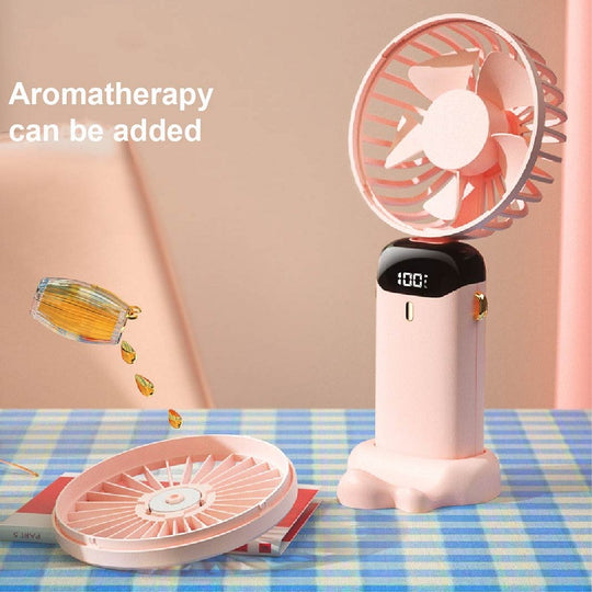 USB Handheld Fan Digital Display Foldable Aromatherapy Fan