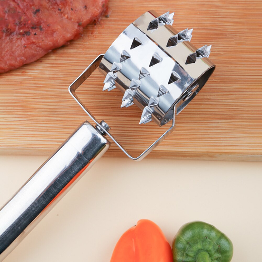 Stainless Steel Meat Tenderizer Handheld Rolling Loose Meat Hammer Roller