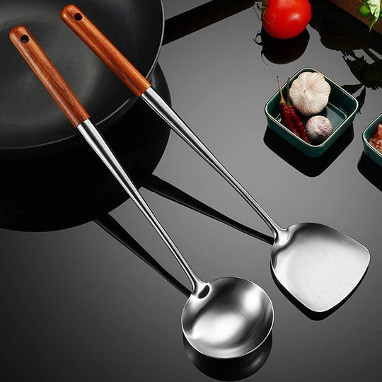 Kitchen Utensils Wok Spatula Iron and Ladle Tool Set