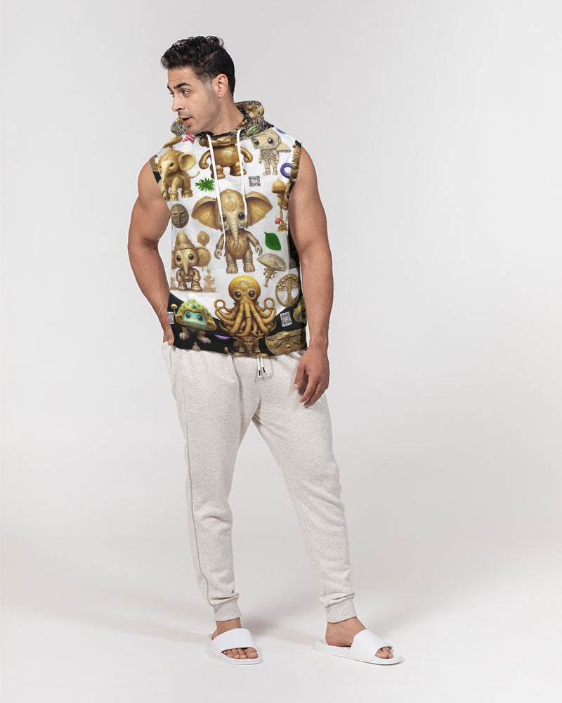 Elephant Collection Men's All-Over Print Heavyweight Sleeveless Hoodie