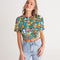 Womens Abstrak Women's All-Over Print Twist-Front Cropped Tee