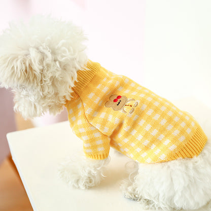 Bowknot Dog Clothes Cat Costume Hollow Knit Dog Sweater