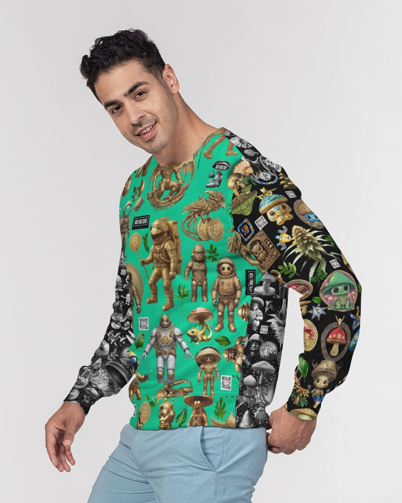 Mushroom Abstak Collection Men's All-Over Print Classic French Terry Crewneck Pullover