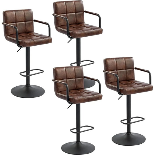 30" Faux Leather Upholstered Bar Stool, Adjustable Counter Stools Bar Chairs Modern Design Swivel Barstools Hydraulic Stools