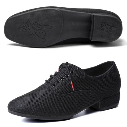 Male Latin Dance Shoes Men Salsa Jazz Dancing Boys Ballroom Modern Tango Shoes Black Mesh Soft Sole Man Training Sneakers 39-46