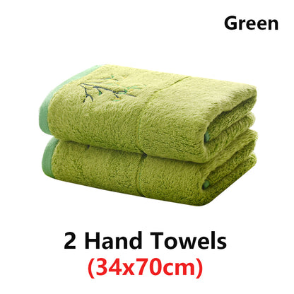 Embroidered Bamboo Fiber Towel Set for Adult High Quality Solid Color Super Absorbent Bath Towel Home Bath Towels & Hand Towels