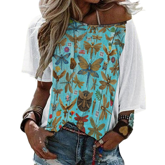 180gsm Women’s Off the Shoulder Half-Sleeve T-shirt BAT (All-Over Printing)