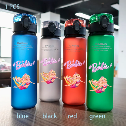 Barbie 560ML Large Capacity 4 Color Children Water Cup Portable Plastic Outdoor Sports Aldults Water Bottle Anime Customizable