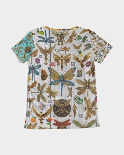 Abstrak dragonfly Women's All-Over Print V-Neck Tee