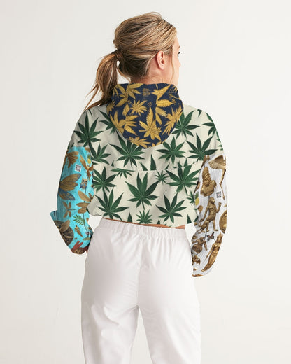 Abstrak dragonfly Women's All-Over Print Cropped Windbreaker