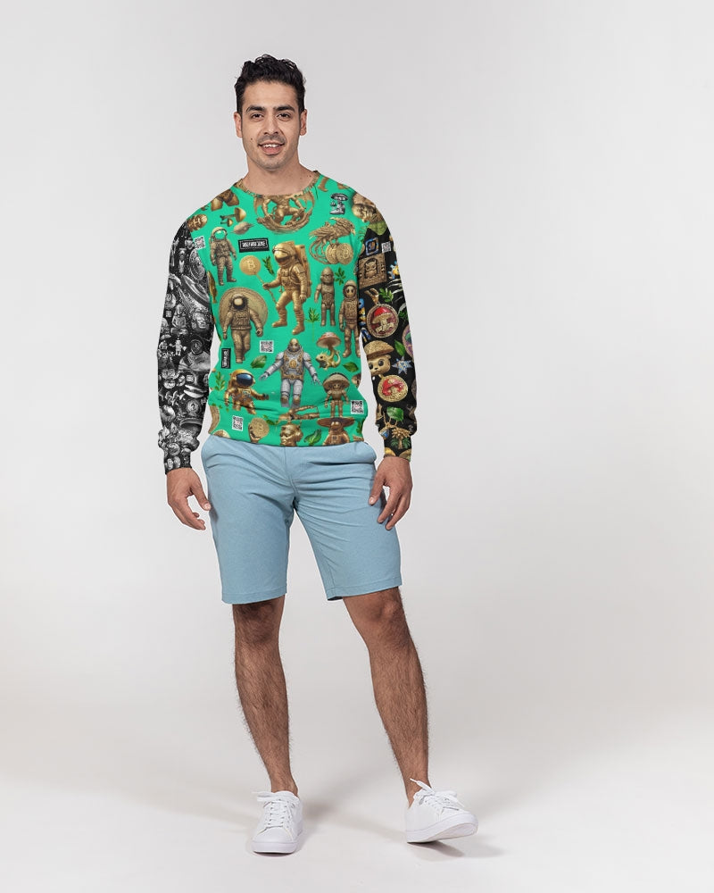 Mushroom Abstak Collection Men's All-Over Print Classic French Terry Crewneck Pullover