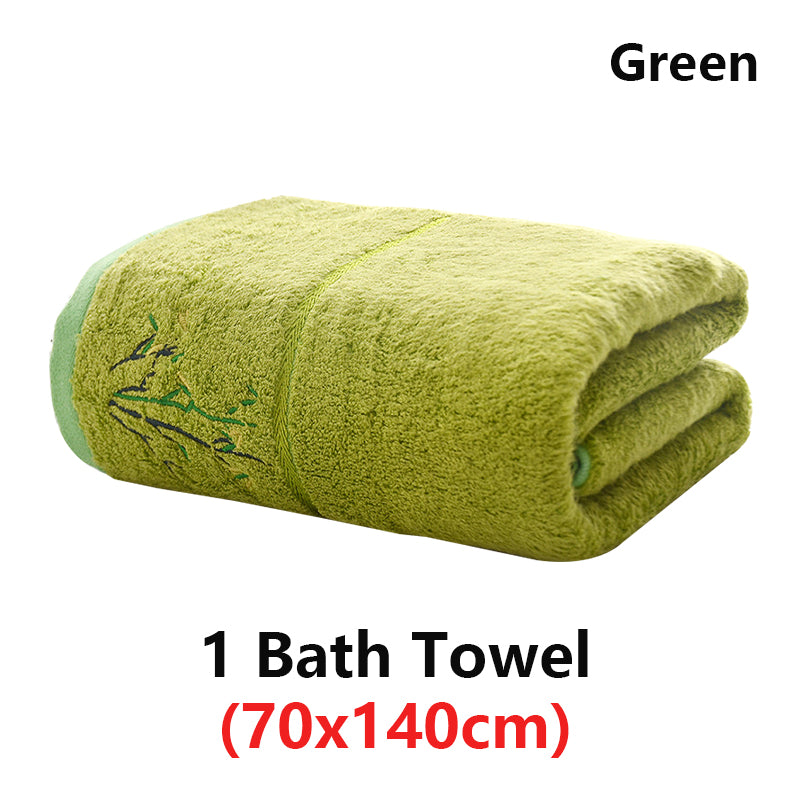 Embroidered Bamboo Fiber Towel Set for Adult High Quality Solid Color Super Absorbent Bath Towel Home Bath Towels & Hand Towels