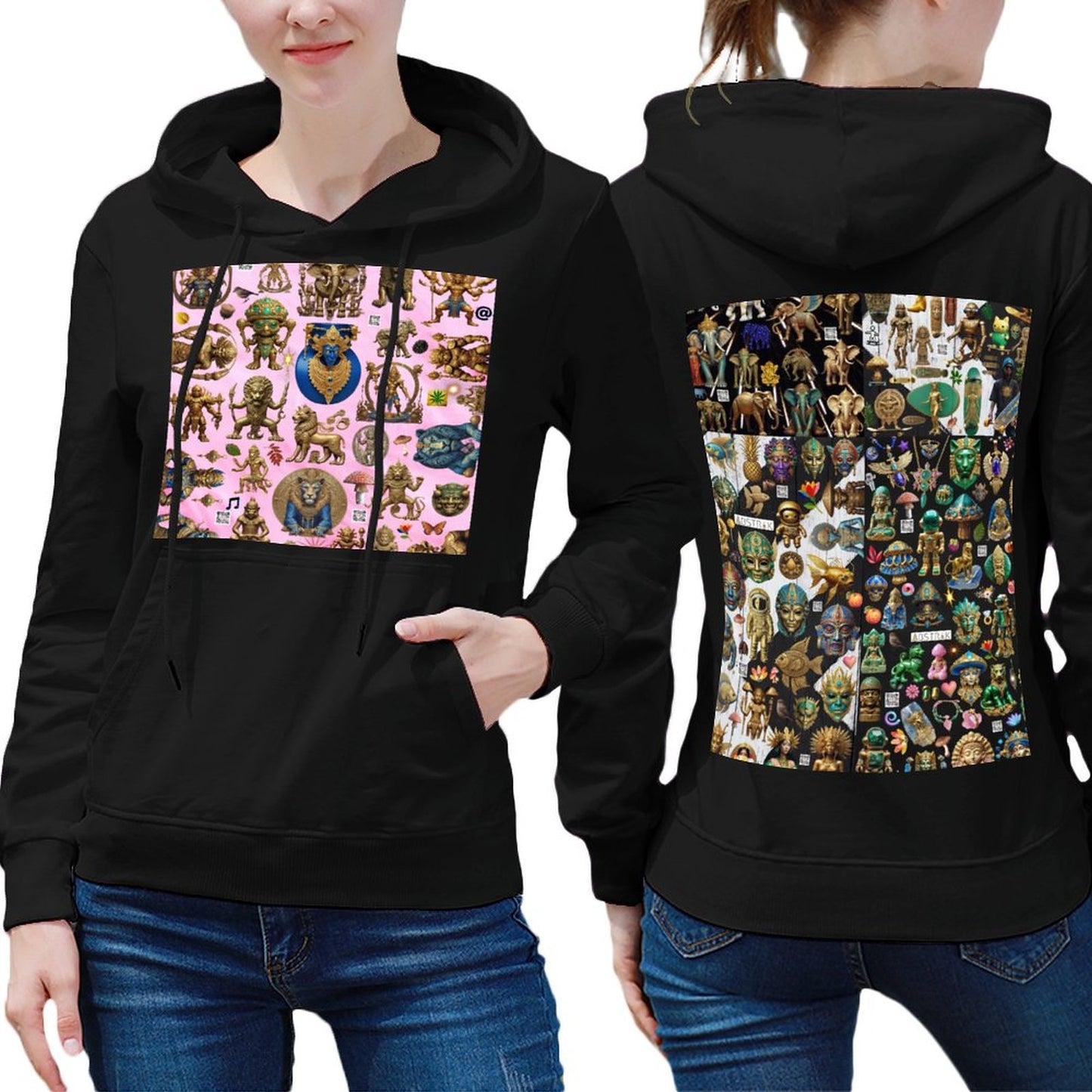 DTG 255gsm Cotton Women's Hoodie with Pocket (Dual-sided Printing)