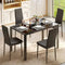 5 Piece Glass Dining Table Set, Kitchen & 4 Person Chair, PU Leather Modern Room Set, For Family, Kitchen, Living Room