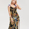 Trendy Abstrak Pattern Women's All-Over Print Tie Strap Split Dress