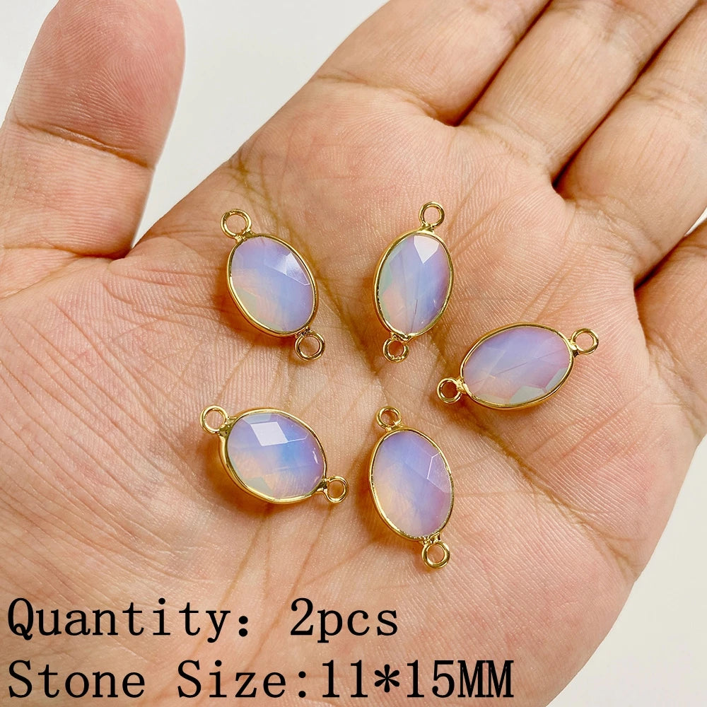 2pcs White Opal Pendants Charms Water Drop Heart Round Square Shape Pendant for Jewelry Making Diy Bracelet Necklace Earrings