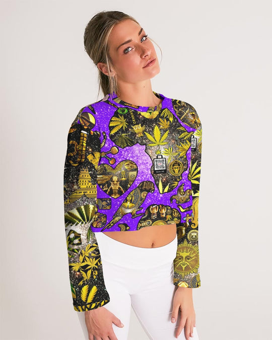 Ancient Abtsrak Women's All-Over Print Cropped Sweatshirt